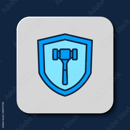 Filled outline Auction hammer icon isolated on blue background. Gavel - hammer of judge or auctioneer. Bidding process, deal done. Auction bidding. Vector