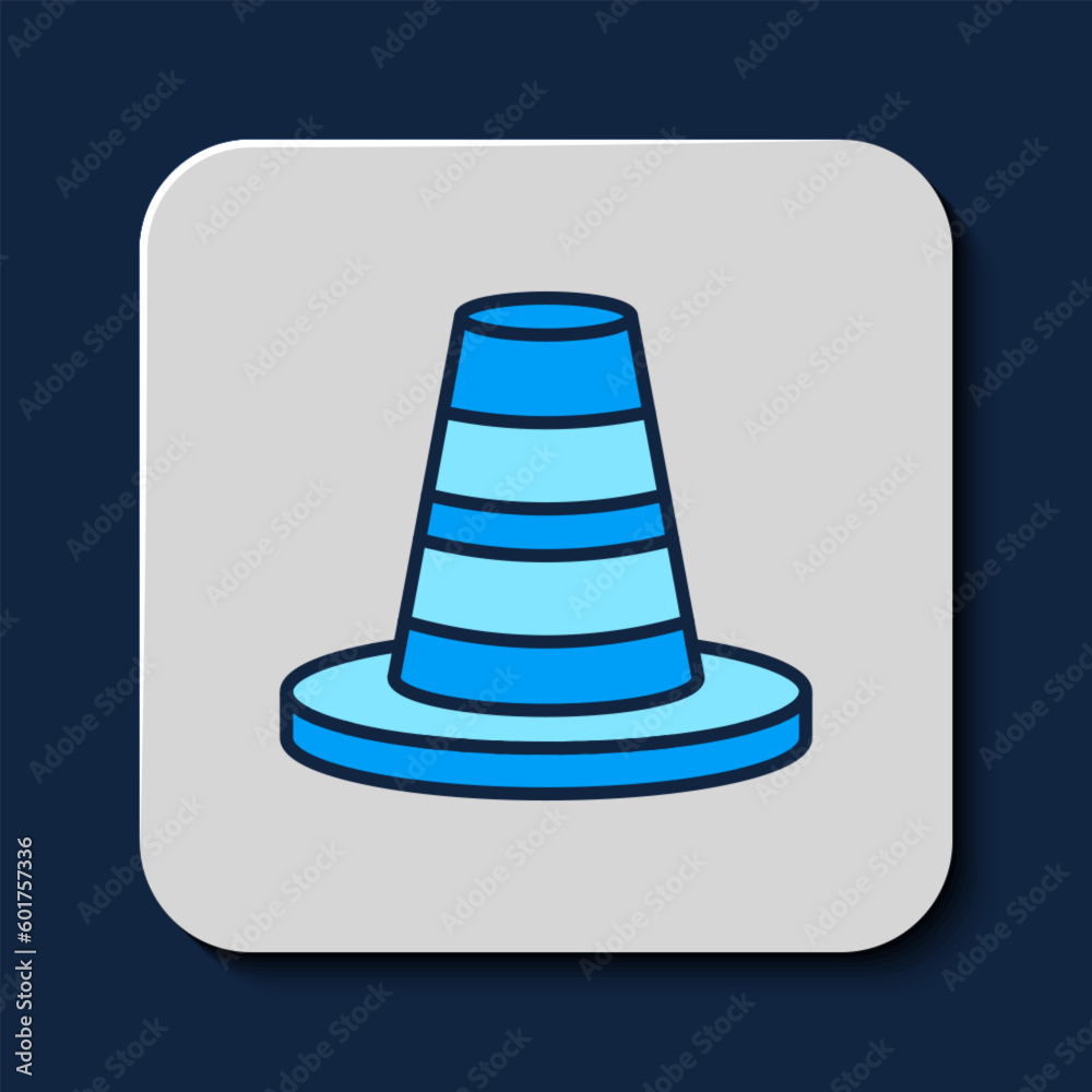 Filled outline Traffic cone icon isolated on blue background. Vector Filled outline Traffic cone icon isolated on blue background. Vector