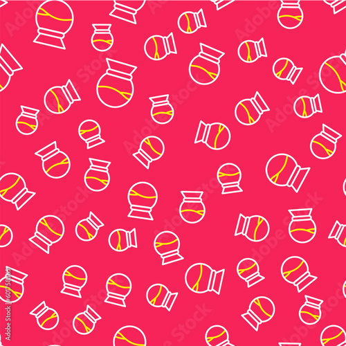 Line Pour over coffee maker icon isolated seamless pattern on red background. Alternative methods of brewing coffee. Coffee culture. Vector