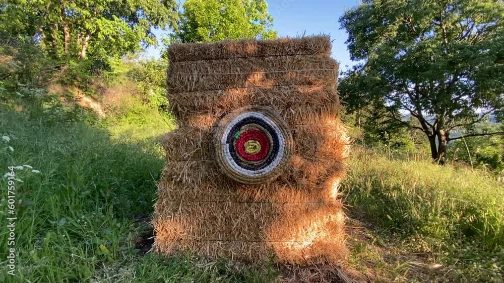 Cible de tir à l’arc dans un jardin, Cévennes