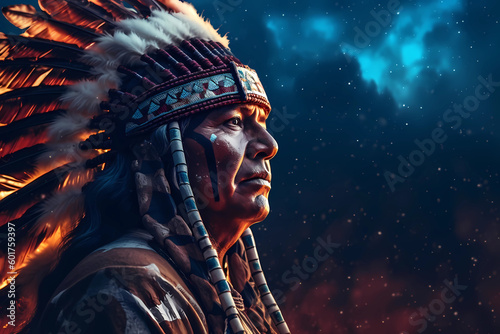 Captivating Leadership - Understanding the Journey of a Indian chief man Created by AI