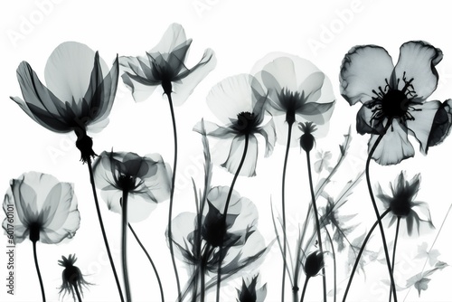 flower floral wallpaper leaf blossom bloom spring xray beautiful nature background. Generative AI.