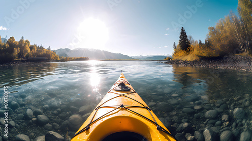 yellow kayak on lake © Alin