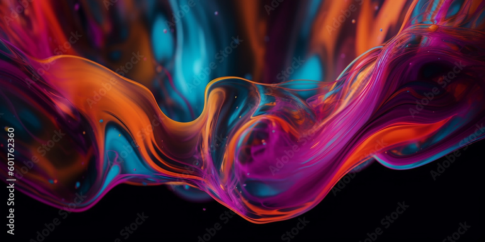 Obraz premium wallpaper banner with liquid paint multicolored.Generative AI