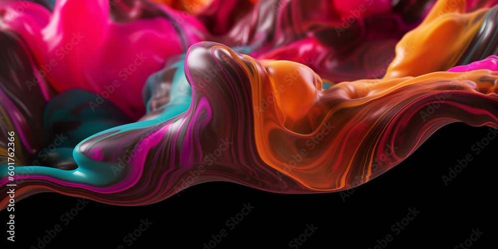 Obraz premium wallpaper banner with liquid paint multicolored.Generative AI