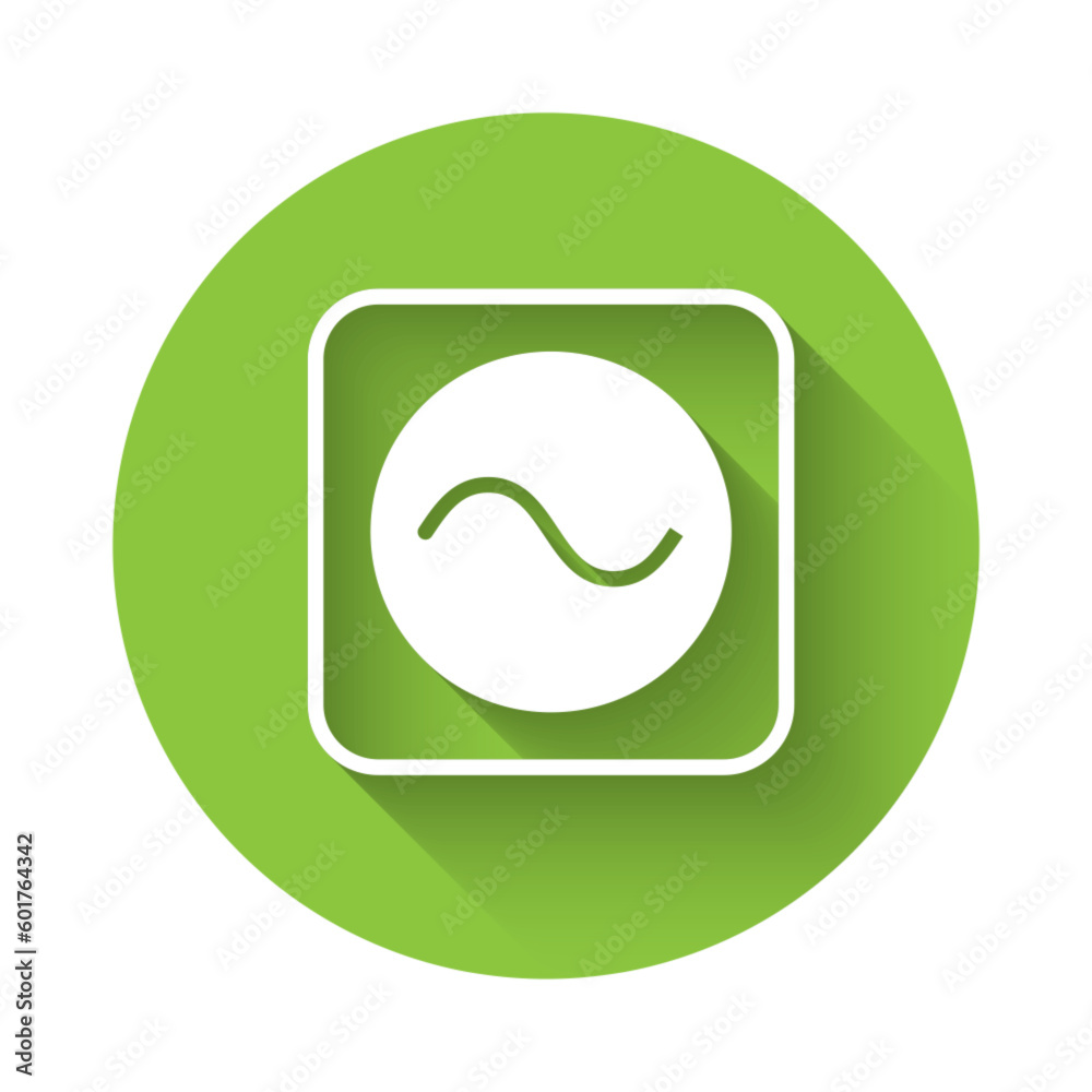 White AC voltage source symbol icon isolated with long shadow background. Alternating  current symbol. Green circle button. Vector Stock Vector | Adobe Stock