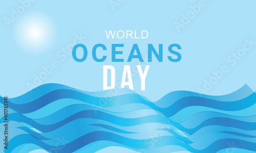 World oceans day. background, banner, card, poster, template. Vector illustration.
