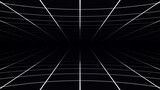 Abstract retro synthwave grid loop animation background 3d render. Looping grid motion design with particles moving away from the screen. 3d render.