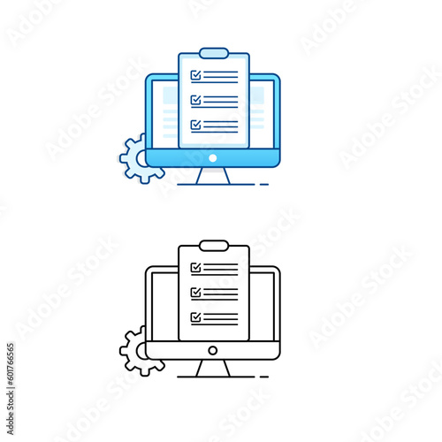 Account Initialization Illustration: User Registration and Profile Configuration. Vector Editable Stroke and Colors.