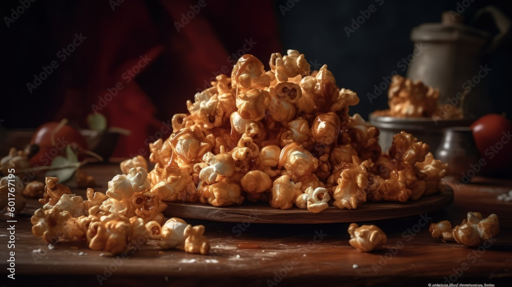 Popcorn delicious crispy, junk food, fastfood, generative ai