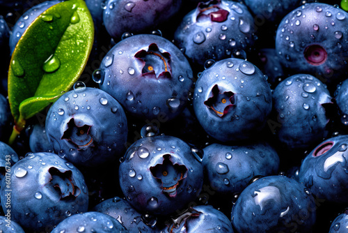 Bunch of blueberries. Texture blueberry berries close up. Generative Ai.
