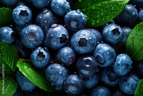 Bunch of blueberries. Texture blueberry berries close up. Generative Ai.