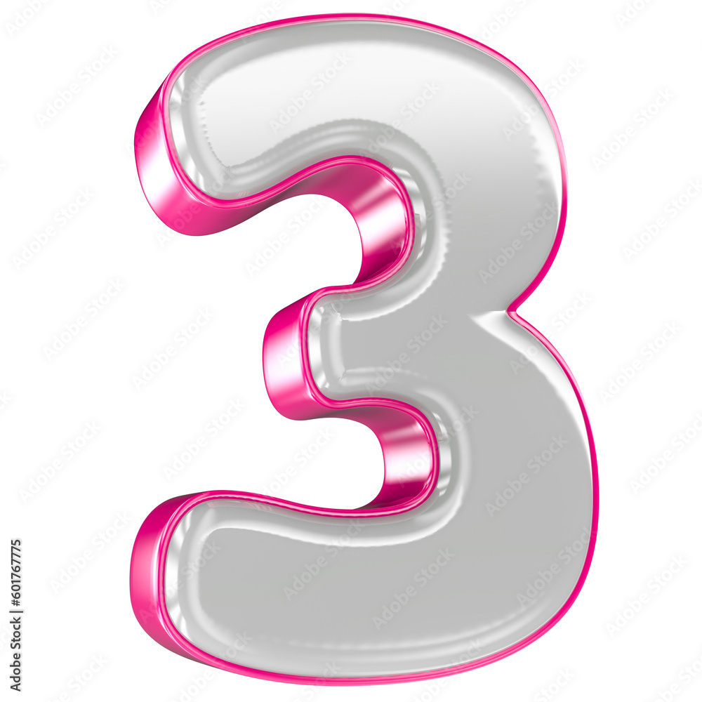 Fototapeta premium Number With Font 3D Render