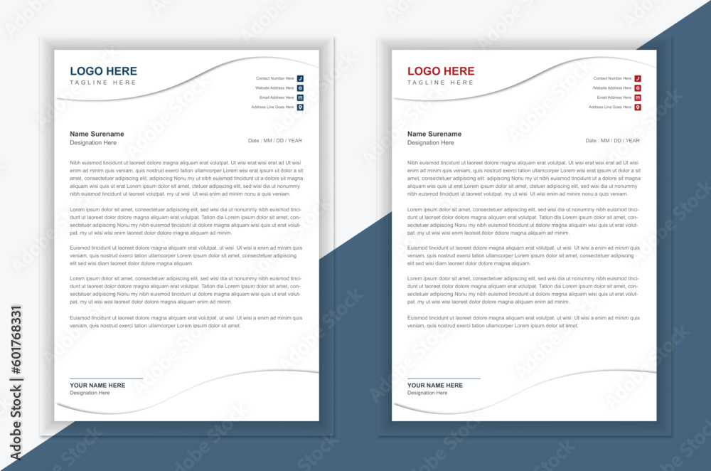 Creative and modern letterhead template in white color.
