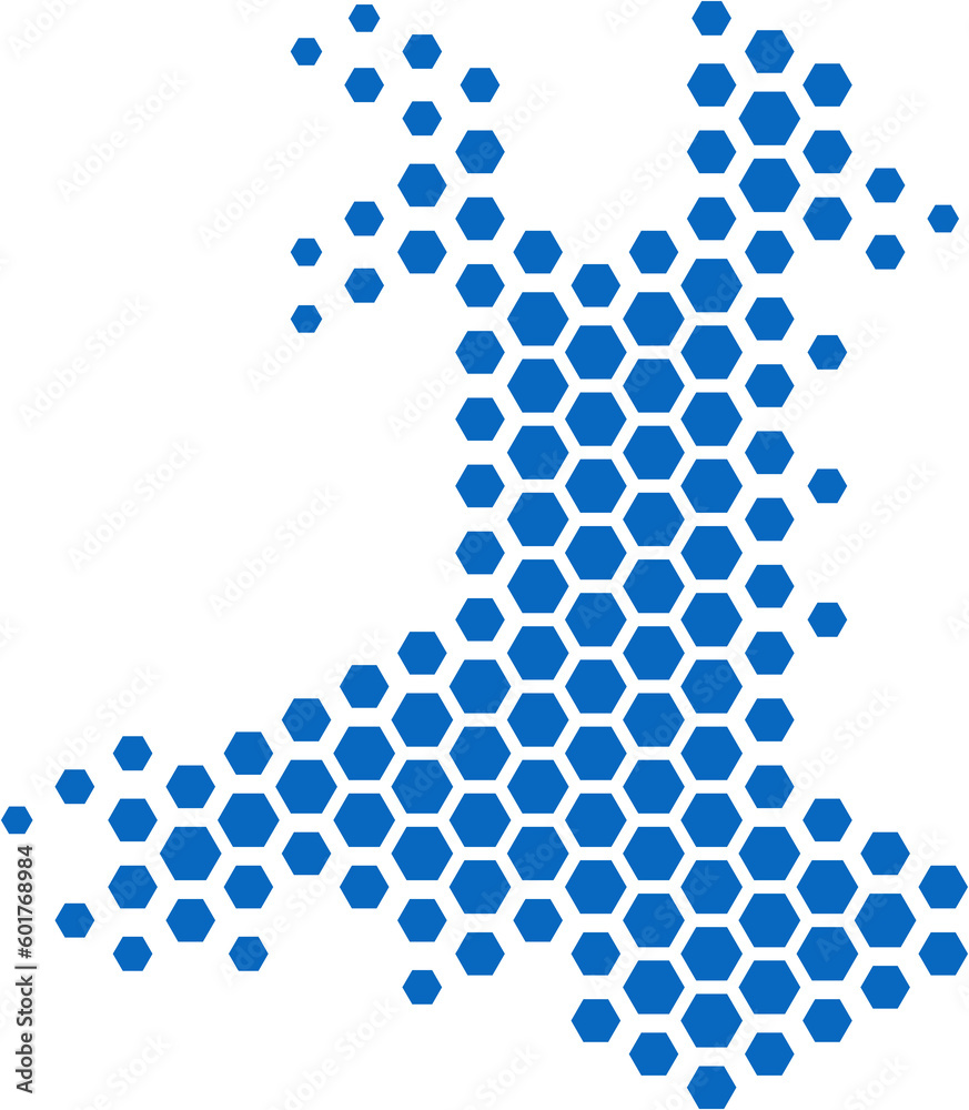 hexagon shape of wales map. hexagon shape of wales map.
