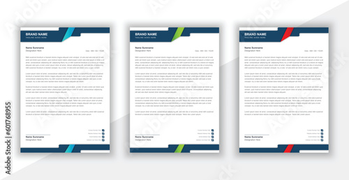 Modern letterhead template. Attractive color variations. Vector illustration. 