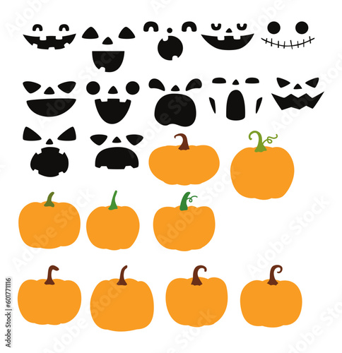 set of Halloween pumpkin and face