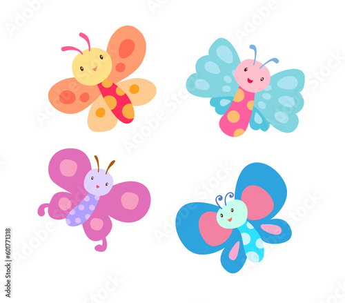 Butterfly elements collection  vector illustration