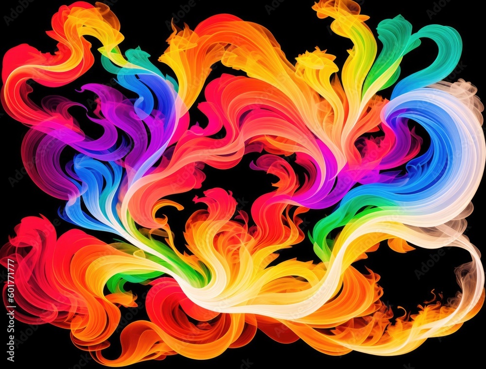 Multicolored fire with smoke. Created by a stable diffusion neural network. Multicolored fire with smoke. Created by a stable diffusion neural network.