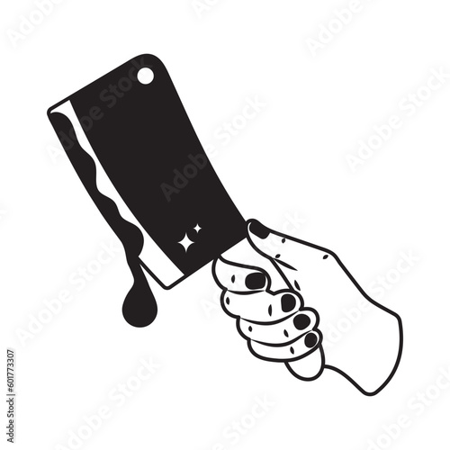 chopper knife doodle vector outline icon. EPS 10 file