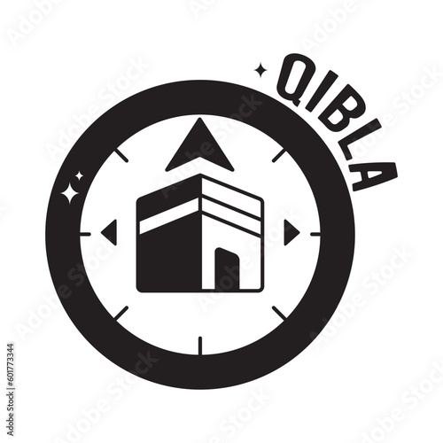 Qibla doodle vector outline icon. EPS 10 file