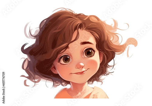 Beautiful little girl in cartoon flat style. Vector illustration EPS 10