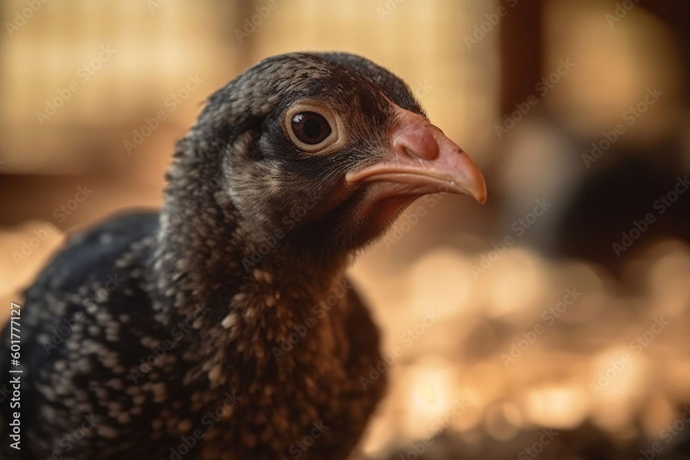 small dark chicken on a farm, Generative AI small dark chicken on a farm, Generative AI