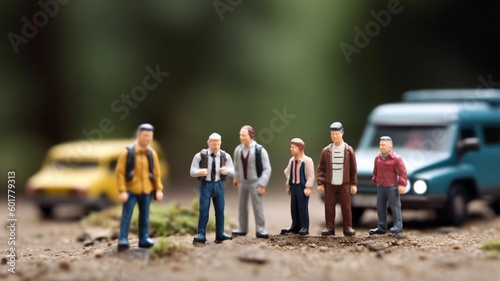 Tiny toy people concept, miniature detailing figures about real life , generated AI Generative AI