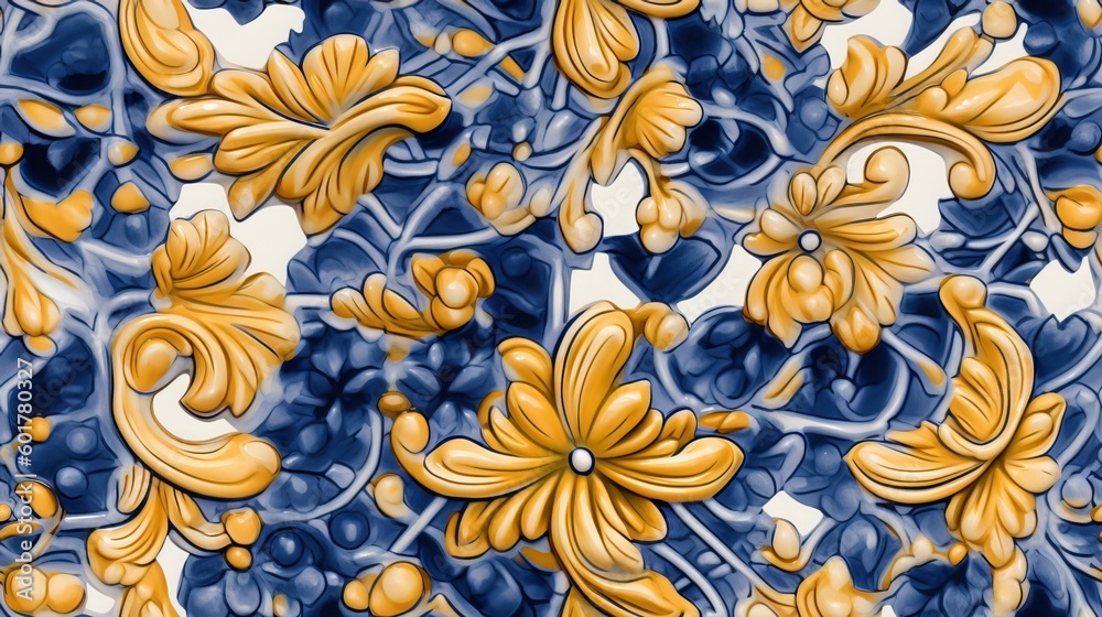 Flat decorated Italian majolica tiles design Flat decorated Italian majolica tiles design