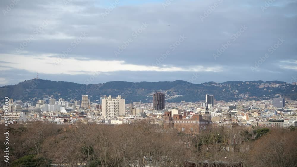 Panoramic view of Mountains and olive plants in Spring from the south left to right and down Panoramic view of Mountains and olive plants in Spring from the south left to right and down