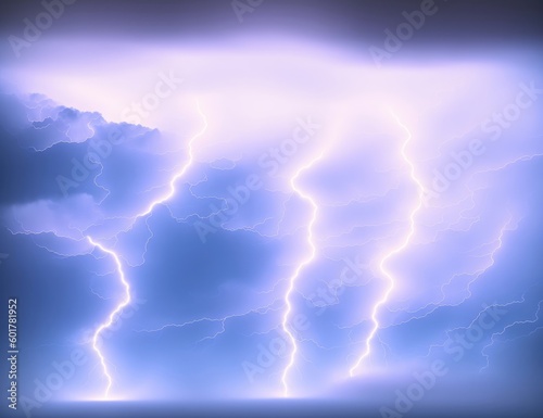 Lightning in the clouds. Created by a stable diffusion neural network.