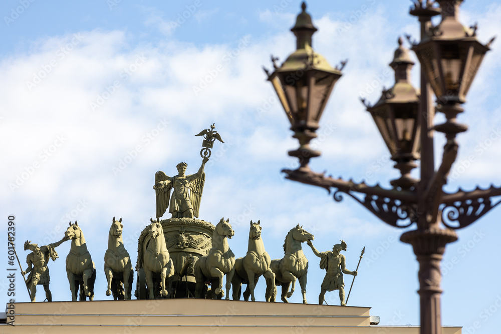Russia. Saint-Petersburg. Monument Chariot of Glory on the arch of the General Staff.