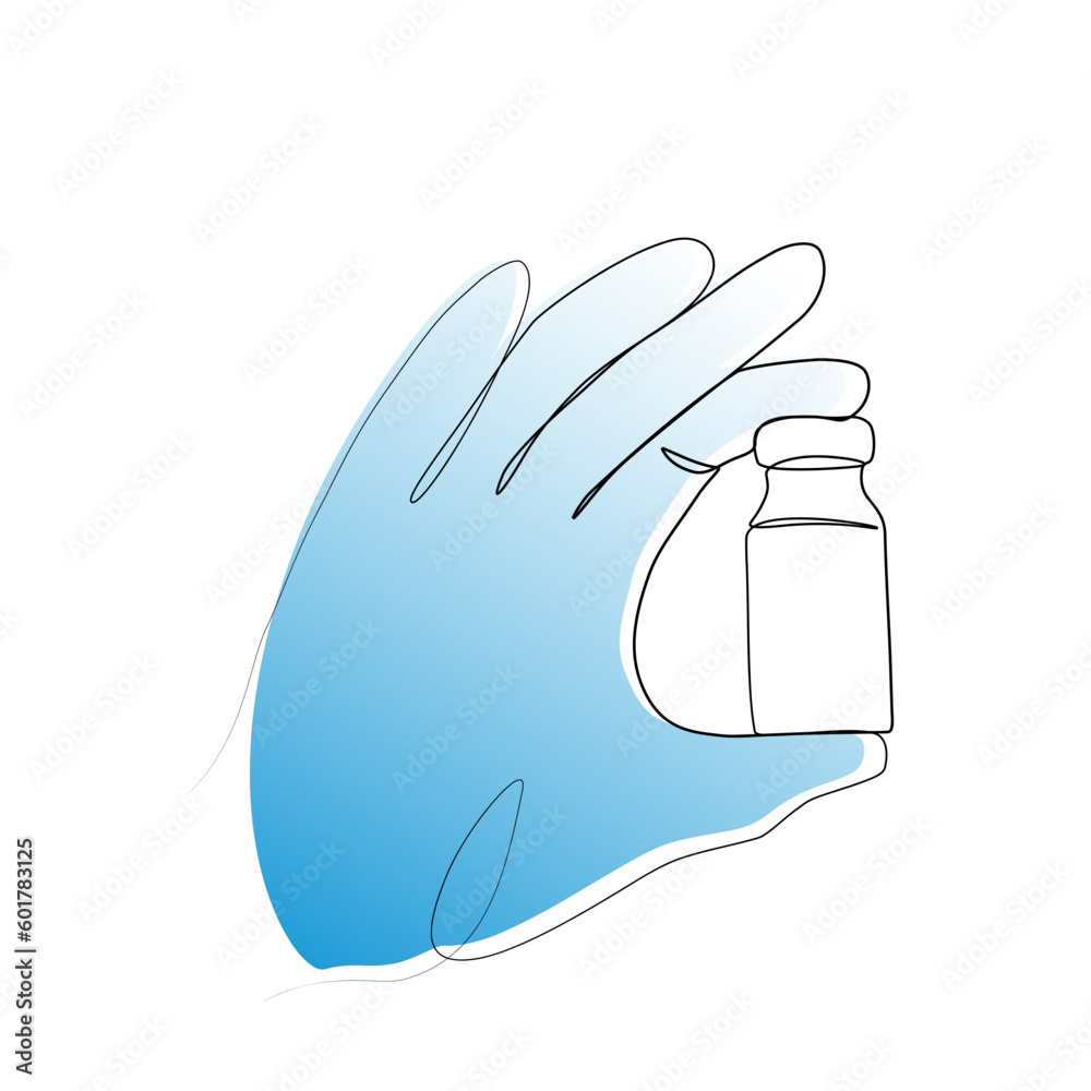 continuous drawing of a bottle in the hand with one line. continuous drawing of a bottle in the hand with one line.