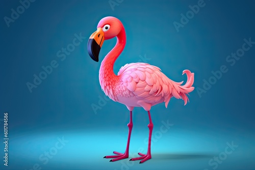 Cute Cartoon Flamingo on a ...