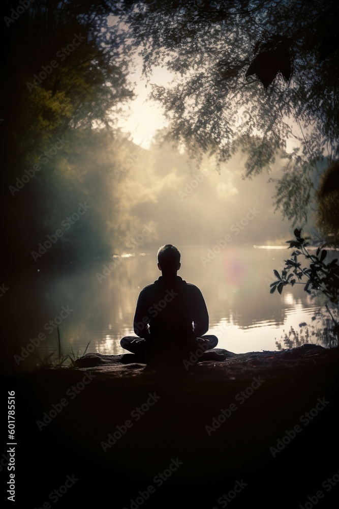 Person meditating in lotus position