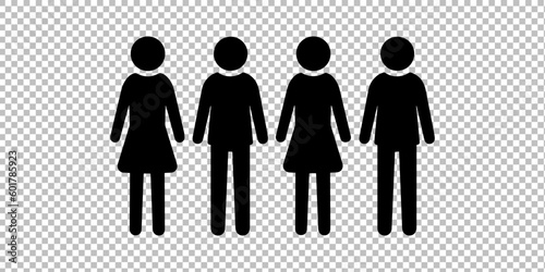 Man and woman icon in flat style. People vector illustration on transparentbackground. Male and female business concept.