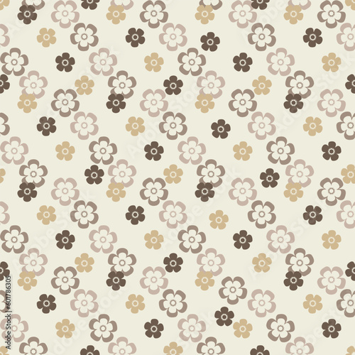 Seamless creative Simple flower pattern vector design.simple cross brown flowers with cream background geometrical pattern.textiles,tiles,mosaic,creative Textile cross pattern design.