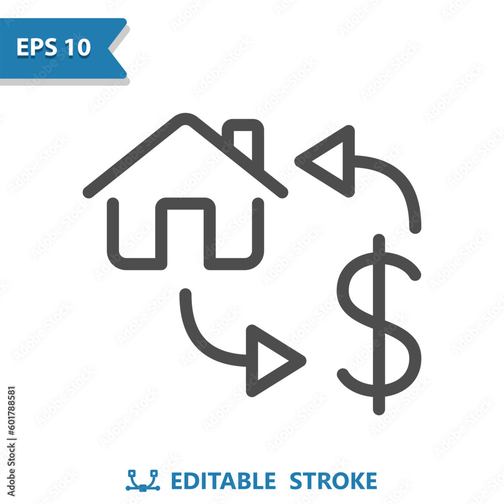 Real Estate Icon. House, Home, Flip, Flipping, Price, Dollar, Housing Market Real Estate Icon. House, Home, Flip, Flipping, Price, Dollar, Housing Market