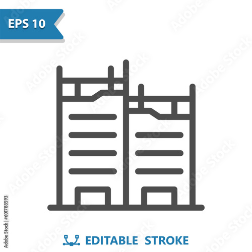 Construction Icon. Scaffolding, Buildings, Apartment Building, Office Buildings