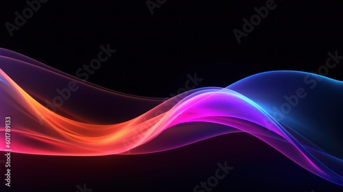 Neon abstract with smooth shining lines on isolated white background - Generated by Generative AI