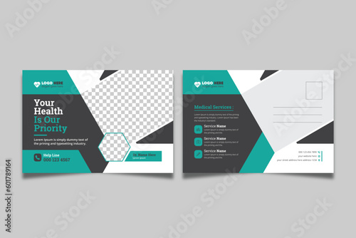 Medical & healthcare postcard flyer template design	