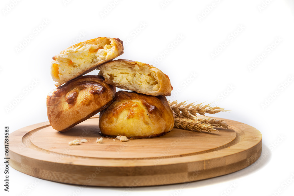 wheat buns with cheese on a white background wheat buns with cheese on a white background