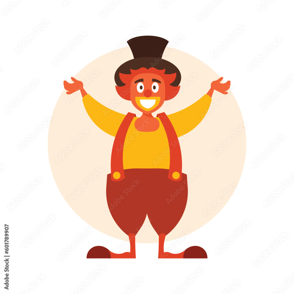 Funny cartoon clown character. Vector illustration in a flat style.