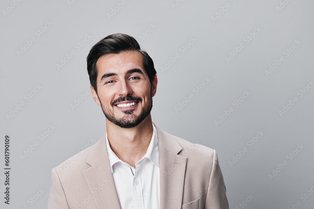 man portrait copyspace handsome success business smiling suit happy businessman beige man portrait copyspace handsome success business smiling suit happy businessman beige