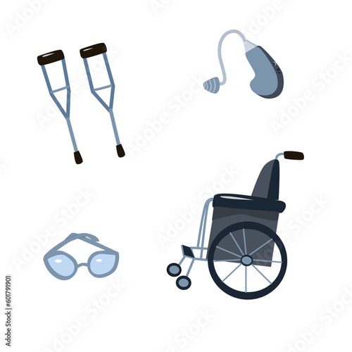 a set of vector elements for disabled people