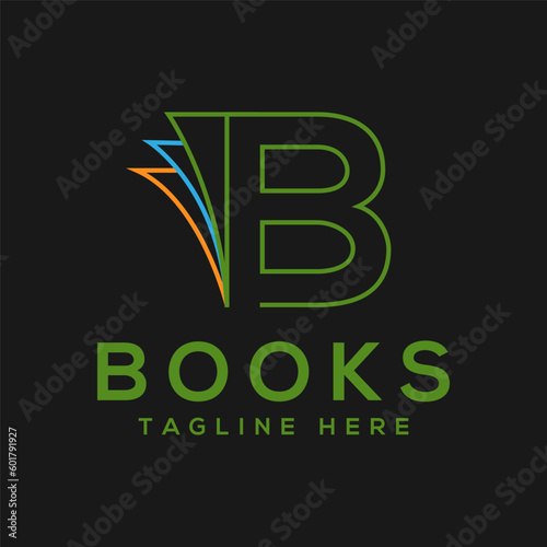 Letter B Books logo design vector
