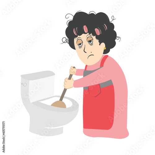 Collection of women doing house work