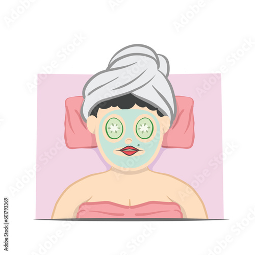 Mother in spa. Mom make face mask . mom beauty treatment leisure.