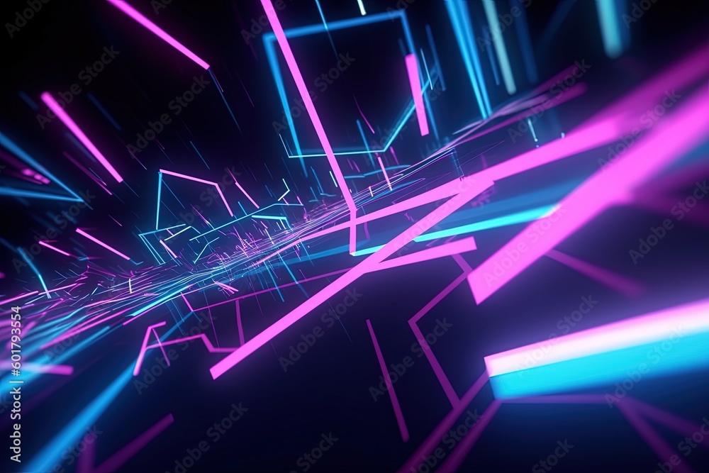abstract futuristic background with pink blue glowing neon moving high speed wave lines and bokeh lights. Data transfer concept Fantastic wallpaper, Ai Generative abstract futuristic background with pink blue glowing neon moving high speed wave lines and bokeh lights. Data transfer concept Fantastic wallpaper, Ai Generative