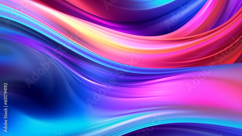 Abstract fluid iridescent holographic neon curved wave in motion colorful background  Gradient design  Generative AI